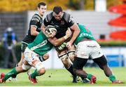 3 November 2018; Alan O'Connor of Ulster is tackled by Alberto Sgarbi, left, and Derrick Appiah of Benetton during the Guinness PRO14 Round 8 match between Benetton and Ulster at Stadio Monigo in Treviso, Italy. Photo by Roberto Bregani/Sportsfile