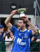 3 November 2018; Scotland captain Blair Morrison lifts the cup after the U21 Hurling Shinty International 2018 match between Ireland and Scotland at Games Development Centre in Abbotstown, Dublin. Photo by Piaras Ó Mídheach/Sportsfile