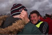 3 November 2018; Kilkerrin-Clonberne manager Kevin Reidy celebrates with supporters after the 2018 Connacht Ladies Senior Club Football Final match between Carnacon and Kilkerrin-Clonberne at Ballyhaunis GAA Club in Mayo. Photo by Eóin Noonan/Sportsfile