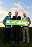 1 November 2018; In attendance at the launch of Ireland Lights Up with the GAA in partnership with RTÉ’s Operation Transformation and Get Ireland Walking are, from left, Karl Henry, Operation Transformation, Uachtarán Chumann Lúthchleas Gael John Horan, and Jason King, Get Ireland Walking, at Ballyboughal GAA Healthy Club in Dublin. In a bid to make exercise more accessible on the dark winter nights, ‘Ireland Lights Up’ will see participating clubs turn on their floodlights/lighting systems between 7-pm-9pm each Thursday for a five-week period (January 17th – February 21st  2019) as Operation Transformation returns to our screens in the New Year. Photo by Sam Barnes/Sportsfile