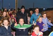 1 November 2018; Attendees including Uachtarán Chumann Lúthchleas Gael John Horan, centre left, and Karly Henry, Operation Transformation, centre, right, at the launch of Ireland Lights Up with the GAA in partnership with RTÉ’s Operation Transformation and Get Ireland Walking at Ballyboughal GAA Healthy Club in Dublin. In a bid to make exercise more accessible on the dark winter nights, ‘Ireland Lights Up’ will see participating clubs turn on their floodlights/lighting systems between 7-pm-9pm each Thursday for a five-week period (January 17th – February 21st  2019) as Operation Transformation returns to our screens in the New Year. Photo by Sam Barnes/Sportsfile