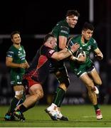 3 November 2018; Tiernan O’Halloran of Connacht in action against Lloyd Fairbrother of Dragons during the Guinness PRO14 Round 8 match between Connacht and Dragons at the Sportsground in Galway. Photo by Ramsey Cardy/Sportsfile