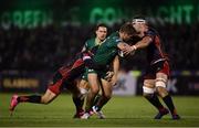 3 November 2018; Kyle Godwin of Connacht is tackled by Rhodri Williams, left, and James Thomas of Dragons during the Guinness PRO14 Round 8 match between Connacht and Dragons at the Sportsground in Galway. Photo by Ramsey Cardy/Sportsfile