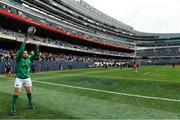 3 November 2018; Niall Scannell of Ireland practises a lineout prior to the International Rugby match between Ireland and Italy at Soldier Field in Chicago, USA. Photo by Brendan Moran/Sportsfile