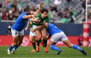 3 November 2018; Joey Carbery of Ireland is tackled by Luca Bigi, left, and Tiziano Pasquali of Italy during the International Rugby match between Ireland and Italy at Soldier Field in Chicago, USA. Photo by Brendan Moran/Sportsfile