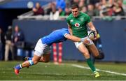 3 November 2018; Jacob Stockdale of Ireland is tackled by Giulio Bisegni of Italy during the International Rugby match between Ireland and Italy at Soldier Field in Chicago, USA. Photo by Brendan Moran/Sportsfile