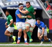 3 November 2018; Rhys Ruddock of Ireland is tackled by Marco Fuser of Italy during the International Rugby match between Ireland and Italy at Soldier Field in Chicago, USA. Photo by Brendan Moran/Sportsfile