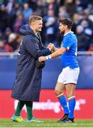 3 November 2018; Josh van der Flier of Ireland shakes hands with Ian McKinley of Italy following the International Rugby match between Ireland and Italy at Soldier Field in Chicago, USA. Photo by Brendan Moran/Sportsfile