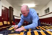 3 November 2018; DJ Carey signs Kilkenny jerseys before the Benefit Match between Tipperary and Kilkenny at Bishop Quinlan Park in Tipperary. Photo by Matt Browne/Sportsfile