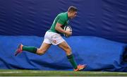 3 November 2018; Jordan Larmour of Ireland on the way to scoring his side's 8th try during the International Rugby match between Ireland and Italy at Soldier Field in Chicago, USA. Photo by Brendan Moran/Sportsfile