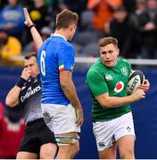 3 November 2018; Jordan Larmour of Ireland after scoring his side's 6th try during the International Rugby match between Ireland and Italy at Soldier Field in Chicago, USA. Photo by Brendan Moran/Sportsfile