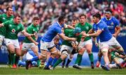 3 November 2018; Tadhg Beirne of Ireland is tackled by Abraham Steyn and George Fabio Biagi of Italy during the International Rugby match between Ireland and Italy at Soldier Field in Chicago, USA. Photo by Brendan Moran/Sportsfile