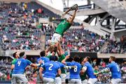 3 November 2018; Quinn Roux of Ireland wins a lineout during the International Rugby match between Ireland and Italy at Soldier Field in Chicago, USA. Photo by Brendan Moran/Sportsfile