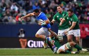 3 November 2018; Giosue' Zilocchi of Italy is tackled by Quinn Roux of Ireland during the International Rugby match between Ireland and Italy at Soldier Field in Chicago, USA. Photo by Brendan Moran/Sportsfile