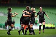 4 November 2018; Katrina Parrock of Wexford Youths, second from right, celebrates with team mates after scoring her side's first goal during the Continental Tyres FAI Women’s Senior Cup Final match between Peamount United and Wexford Youths Women FC at the Aviva Stadium in Dublin. Photo by Ramsey Cardy/Sportsfile