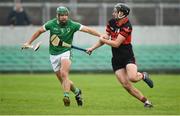 4 November 2018; Barry Teehan of Coolderry in action against Jack Murphy of Mount Leinster Rangers during the AIB Leinster GAA Hurling Senior Club Championship quarter-final match between Coolderry and Mount Leinster Rangers at Bord na Mona O'Connor Park in Tullamore, Offaly. Photo by Barry Cregg/Sportsfile