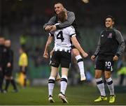 4 November 2018; Sean Hoare of Dundalk celebrates with Dylan Connolly of Dundalk after scoring his side's first goal during the Irish Daily Mail FAI Cup Final match between Cork City and Dundalk at the Aviva Stadium in Dublin. Photo by Eóin Noonan/Sportsfile
