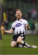 4 November 2018; Sean Hoare of Dundalk celebrates after scoring his side's first goal during the Irish Daily Mail FAI Cup Final match between Cork City and Dundalk at the Aviva Stadium in Dublin. Photo by Eóin Noonan/Sportsfile