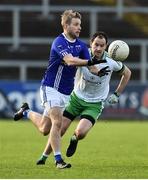 4 November 2018; Donal Morgan of Scotstown in action against Conaill McGovern of Burren during the AIB Ulster GAA Football Senior Club Championship quarter-final match between Burren and Scotstown at Páirc Esler in Newry, Down. Photo by Oliver McVeigh/Sportsfile
