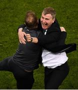 4 November 2018; Dundalk manager Stephen Kenny celebrates with his assistant manager Vinny Perth at the final whistle of the Irish Daily Mail FAI Cup Final match between Cork City and Dundalk at the Aviva Stadium in Dublin. Photo by Brendan Moran/Sportsfile