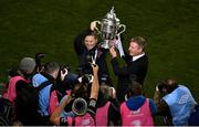 4 November 2018; Dundalk manager Stephen Kenny and assistant Vinny Perth, left, celebrate with the cup after the Irish Daily Mail FAI Cup Final match between Cork City and Dundalk at the Aviva Stadium in Dublin. Photo by Brendan Moran/Sportsfile