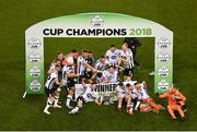 4 November 2018; The Dundalk team celebrate with the cup after the Irish Daily Mail FAI Cup Final match between Cork City and Dundalk at the Aviva Stadium in Dublin. Photo by Brendan Moran/Sportsfile