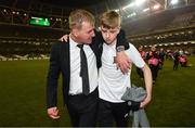 4 November 2018; Dundalk manager Stephen Kenny with son Fionn following the Irish Daily Mail FAI Cup Final match between Cork City and Dundalk at the Aviva Stadium in Dublin. Photo by Ramsey Cardy/Sportsfile