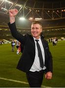 4 November 2018; Dundalk manager Stephen Kenny celebrates following the Irish Daily Mail FAI Cup Final match between Cork City and Dundalk at the Aviva Stadium in Dublin. Photo by Ramsey Cardy/Sportsfile