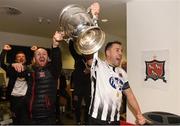 4 November 2018; Stephen O'Donnell, left, of Dundalk and Brian Gartland take the cup back into the dressing room after the Irish Daily Mail FAI Cup Final match between Cork City and Dundalk at the Aviva Stadium in Dublin. Photo by Eóin Noonan/Sportsfile