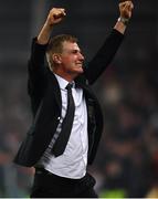 4 November 2018; Dundalk manager Stephen Kenny celebrates at the final whistle of the Irish Daily Mail FAI Cup Final match between Cork City and Dundalk at the Aviva Stadium in Dublin. Photo by Ramsey Cardy/Sportsfile