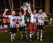 4 November 2018; Dundalk players, from left, Chris Shields, John Mountney, Adam Finnegan, Ronan Murray and Patrick Hoban of Dundalk following the Irish Daily Mail FAI Cup Final match between Cork City and Dundalk at the Aviva Stadium in Dublin. Photo by Ramsey Cardy/Sportsfile