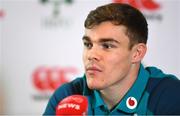 5 November 2018; Garry Ringrose during an Ireland rugby press conference at Carton House in Maynooth, Co. Kildare. Photo by Ramsey Cardy/Sportsfile