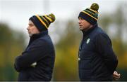 3 November 2018; Ireland joint managers Gavin Keary, right, and Willie Cleary during the U21 Hurling Shinty International 2018 match between Ireland and Scotland at Games Development Centre in Abbotstown, Dublin. Photo by Piaras Ó Mídheach/Sportsfile