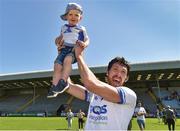 What’s rare is wonderful. Waterford footballers claim their first qualifier victory since 2011, the cue for a jubilant Tommy Prendergast to hoist his 15-month-old son Tommy Jnr into the air. For Wexford it’s the final straw in a season to forget.    This image may be reproduced free of charge when used in conjunction with a review of the book &quot;A Season of Sundays 2018&quot;. All other usage © SPORTSFILE