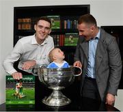 5 November 2018;  In attendance at the launch of A Season of Sundays 2018 at The Croke Park in Dublin is 10 month old Rian Cuddihy, from Harold's Cross, Dublin, grandson of Sportsfile photographer Ray McManus, with Dublin footballers Brian Fenton, left, and Ciarán Kilkenny. Photo by Ramsey Cardy/Sportsfile