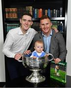 5 November 2018;  In attendance at the launch of A Season of Sundays 2018 at The Croke Park in Dublin is 10 month old Rian Cuddihy, from Harold's Cross, Dublin, grandson of Sportsfile photographer Ray McManus, with Dublin footballers Brian Fenton, left, and Ciarán Kilkenny. Photo by Ramsey Cardy/Sportsfile