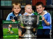 5 November 2018;  In attendance at the launch of A Season of Sundays 2018 at The Croke Park in Dublin is 10 month old Rian Cuddihy, centre, from Harold's Cross, Dublin, grandson of Sportsfile photographer Ray McManus, 6 year old Patrick, left, and 8 year old Joe McNamara, from Harold's Cross, Dublin. Photo by Ramsey Cardy/Sportsfile