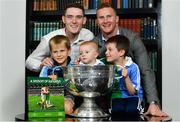 5 November 2018;  In attendance at the launch of A Season of Sundays 2018 at The Croke Park in Dublin is 10 month old Rian Cuddihy, centre, from Harold's Cross, Dublin, grandson of Sportsfile photographer Ray McManus, 6 year old Patrick, left, and 8 year old Joe McNamara, from Harold's Cross, Dublin, with Dublin footballers Brian Fenton, left, and Ciarán Kilkenny. Photo by Ramsey Cardy/Sportsfile