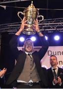 5 November 2018; Brian Gartland of Dundalk holds up the Irish Daily Mail Cup during the Dundalk team's Homecoming at Market Square in Dundalk, Co. Louth. Photo by Ben McShane/Sportsfile