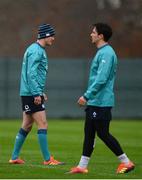 6 November 2018; Jonathan Sexton, left, and Joey Carbery during Ireland rugby squad training at Carton House in Maynooth, Co. Kildare. Photo by Ramsey Cardy/Sportsfile