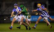 6 November 2018; Paddy Dowdall of Clonkill has his clearance blocked by Conal Keaney, left, and Conor Dooley of Ballyboden St Enda's during the AIB Leinster GAA Hurling Senior Club Championship quarter-final match between Ballyboden St Endas and Clonkill at Parnell Park in Dublin. Photo by Brendan Moran/Sportsfile