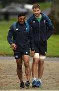 8 November 2018; Iain Henderson, right, and Bundee Aki arrive for Ireland rugby squad training at Carton House in Maynooth, Co Kildare. Photo by Piaras Ó Mídheach/Sportsfile