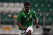 8 November 2018; Festy Ebosele of Republic of Ireland celebrates after scoring his side's first goal from a penalty during the U17 International Friendly match between Republic of Ireland and England at Tallaght Stadium in Tallaght, Dublin. Photo by Brendan Moran/Sportsfile