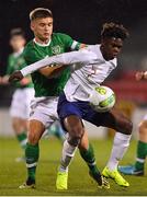 8 November 2018; Alexander Mighten of England in action against Séamas Keogh of Republic of Ireland during the U17 International Friendly match between Republic of Ireland and England at Tallaght Stadium in Tallaght, Dublin. Photo by Brendan Moran/Sportsfile
