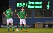 8 November 2018; Conor Carty, left, and Brandon Holt of Republic of Ireland prepare to kick off after England scored their third goal during the U17 International Friendly match between Republic of Ireland and England at Tallaght Stadium in Tallaght, Dublin. Photo by Brendan Moran/Sportsfile