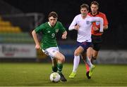 8 November 2018; Conor Carty of Republic of Ireland in action against Jensen Weir of England during the U17 International Friendly match between Republic of Ireland and England at Tallaght Stadium in Tallaght, Dublin. Photo by Brendan Moran/Sportsfile