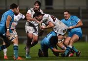 9 November 2018; Greg Jones of Ulster is tackled by Juan Diego Ormaechea, left, and Mateo Sanguinett of Uruguay during the International Rugby match between Ulster and Uruguay at Kingspan Stadium, in Belfast. Photo by Oliver McVeigh/Sportsfile