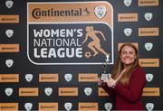 9 November 2018; Amber Barrett of Peamount United with her Top Goal Scorer award at the Continental Tyres Women’s National League Awards at the Ballsbridge Hotel in Dublin. Photo by Piaras Ó Mídheach/Sportsfile