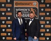 9 November 2018; Willie Peare, right, and Scott Gaynor of Wexford Youths upon arrival at the Continental Tyres Women’s National League Awards at the Ballsbridge Hotel in Dublin. Photo by Piaras Ó Mídheach/Sportsfile