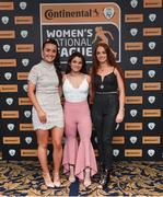 9 November 2018; Niamh Farrelly of Peamount United, left, Naima Chemaou of UCD, and Naoise McAloon of Peamount United, upon arrival at the Continental Tyres Women’s National League Awards at the Ballsbridge Hotel in Dublin. Photo by Piaras Ó Mídheach/Sportsfile